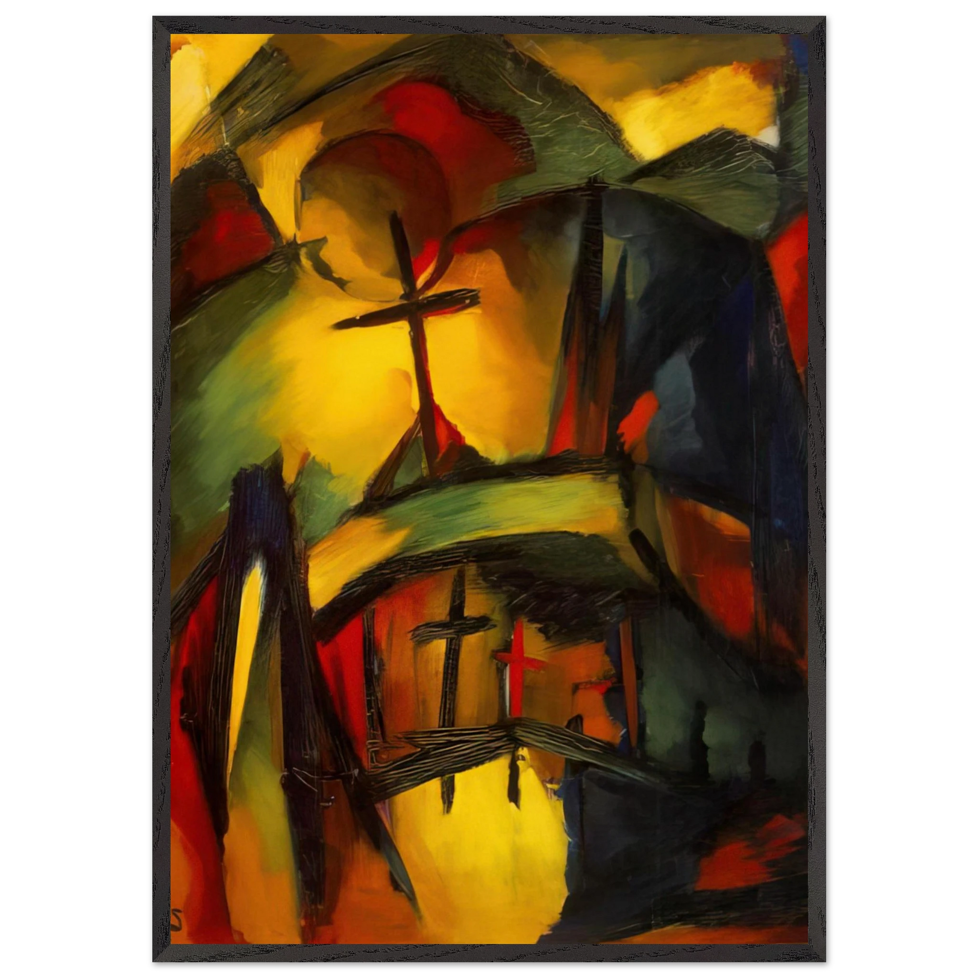 MOUNTAIN GRAVEYARD 1919 - Kurt Schwitters Framed Art Print – Black Wooden Frame - Default Title - -Framed Art Print