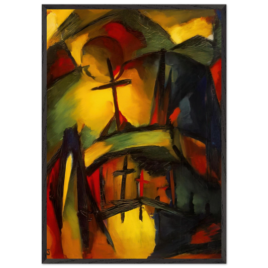 MOUNTAIN GRAVEYARD 1919 - Kurt Schwitters Framed Art Print – Black Wooden Frame - Default Title - -Framed Art Print