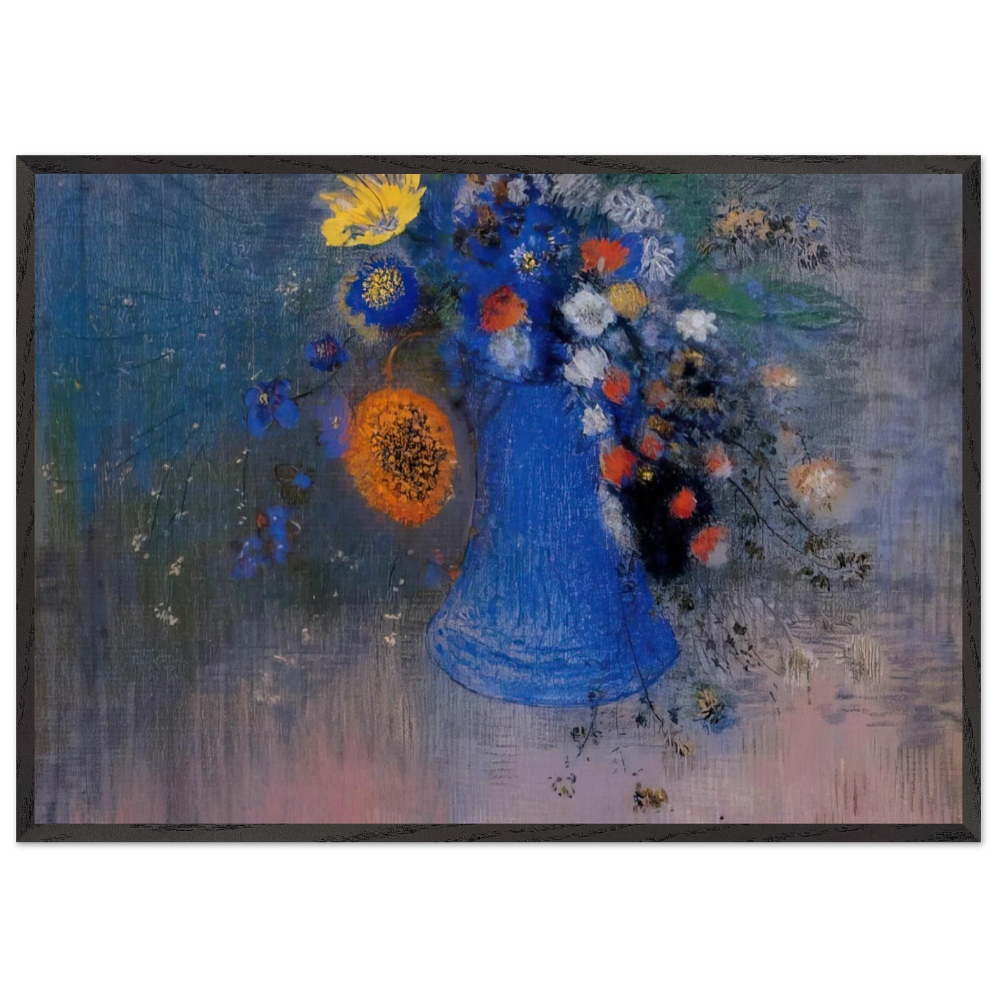 VASE OF FLOWERS 8 - Odilon Redon 70x100 cm / 28x40 inches Framed Art Print – Black Wooden Frame