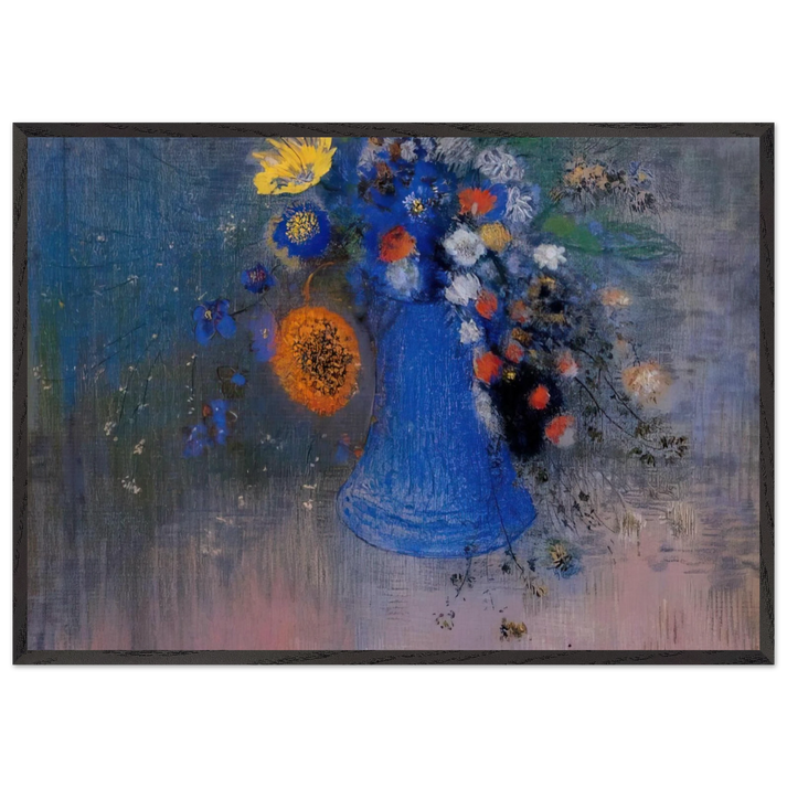 VASE OF FLOWERS 8 - Odilon Redon 70x100 cm / 28x40 inches Framed Art Print – Black Wooden Frame