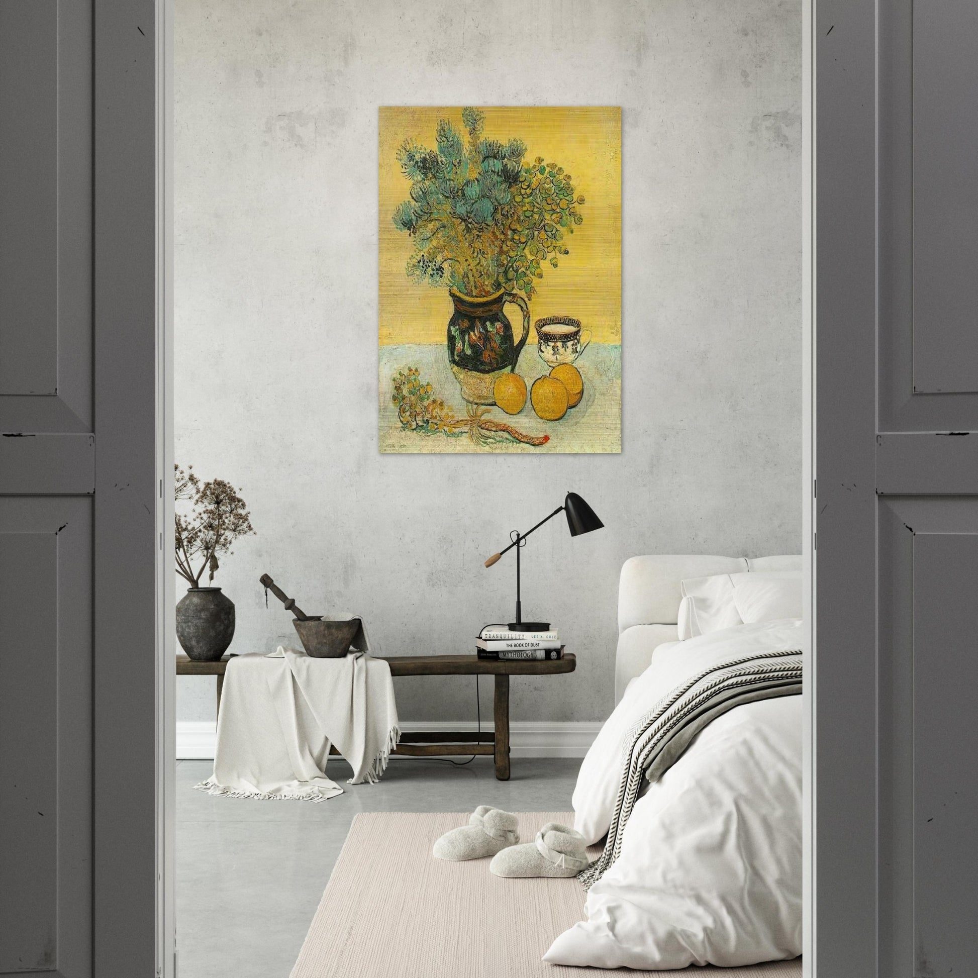 Still Life Majolica Jug with Wildflowers - Vincent van Gogh Brushed Aluminum Print - 70x100 cm / 28x40 inches | Vincent van Gogh Aluminum Print | Vincent van Gogh Prints