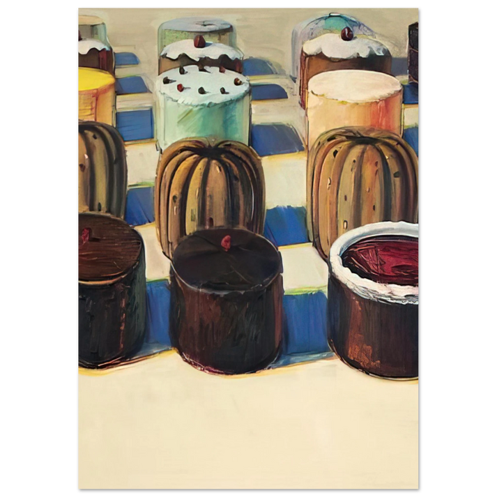 Wayne Thiebaud - Various Cakes - 1981 Wall Art - 30x40 cm / 12x16 inches - Premium Wooden Framed Poster With Fine Art Paper - Wood frame