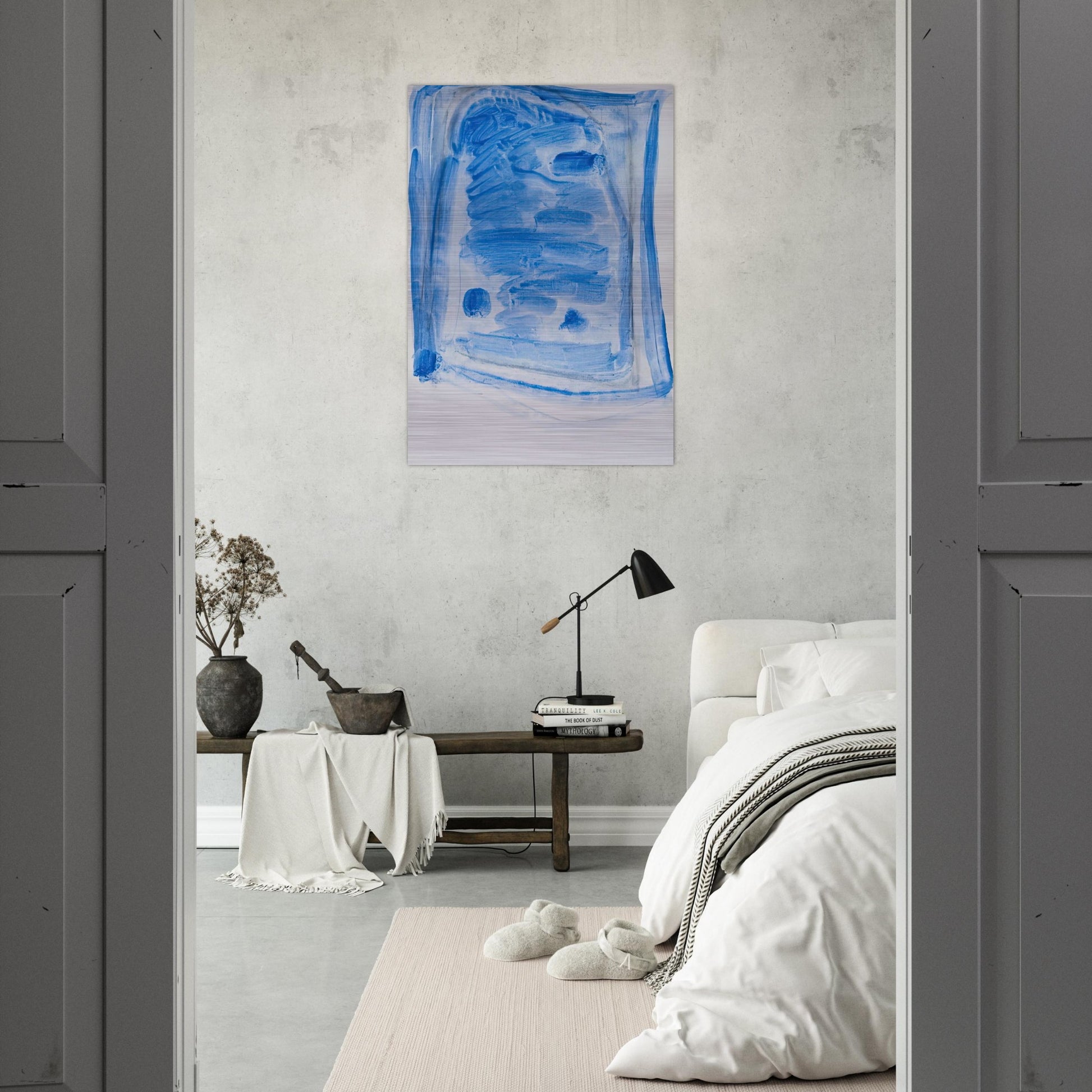 Sketchy Cobaltic Blue Flag - 2009 - Ralston Crawford Brushed Aluminum Print - 70x100 cm / 28x40 inches | Ralston Crawford Aluminum Print | Ralston Crawford Prints