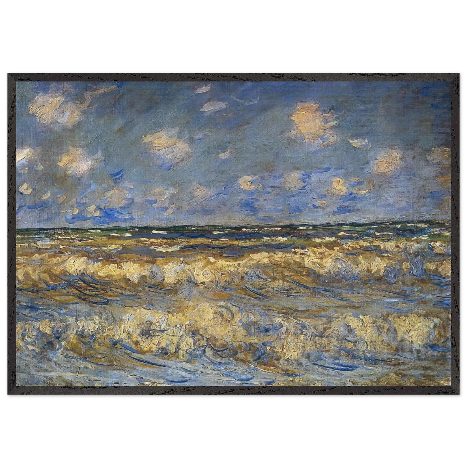 Rough Sea - claude monet Framed Art Print – Black Wooden Frame - Default Title - -Framed Art Print