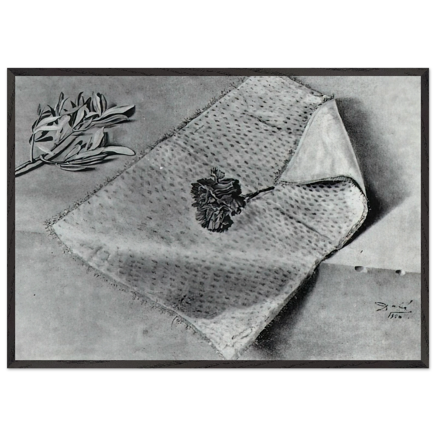 CARNATION AND CLOTH OF GOLD - Salvador Dali Framed Art Print – Black Wooden Frame - Default Title - -Framed Art Print