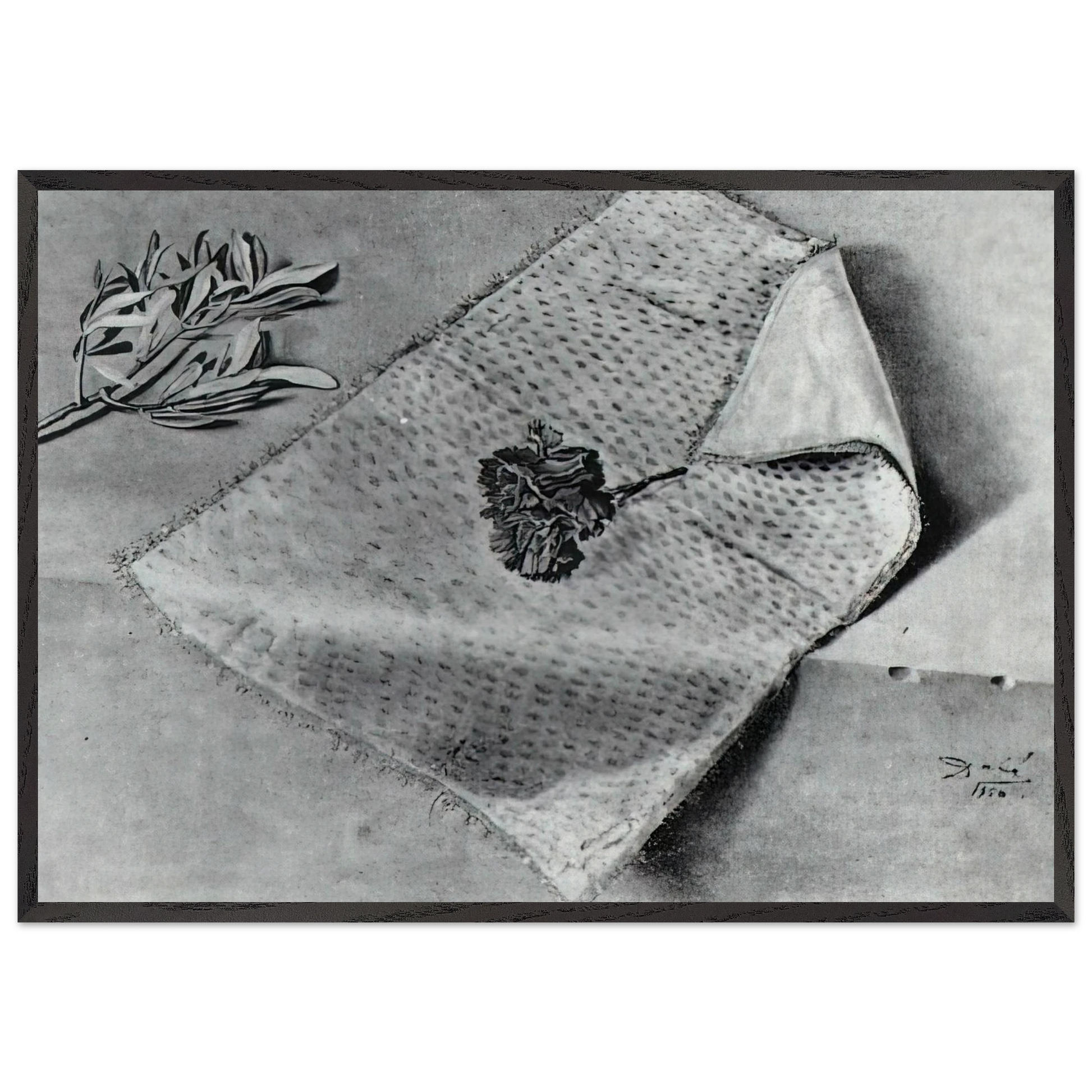 CARNATION AND CLOTH OF GOLD - Salvador Dali Framed Art Print – Black Wooden Frame - Default Title - -Framed Art Print