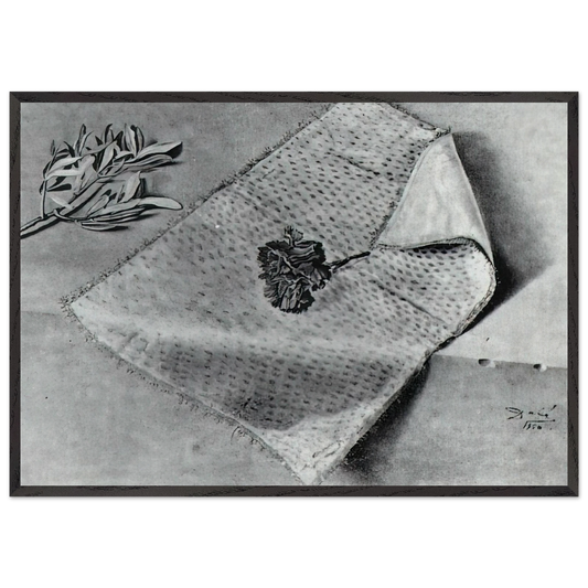 CARNATION AND CLOTH OF GOLD - Salvador Dali Framed Art Print – Black Wooden Frame - Default Title - -Framed Art Print