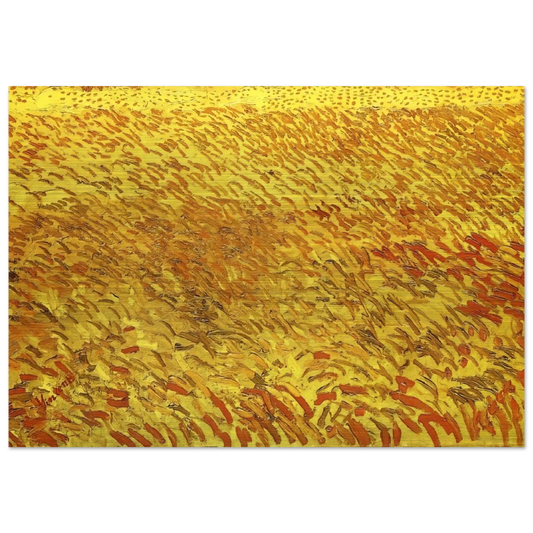 Summer Evening, Wheatfield with Setting sun - Vincent van Gogh Brushed Aluminum Print - 70x100 cm / 28x40 inches | Vincent van Gogh Aluminum Print | Vincent van Gogh Prints