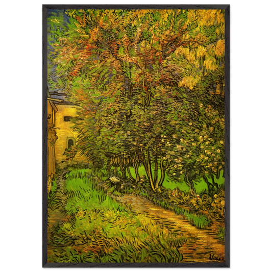 The Garden of Saint-Paul Hospital - Vincent van Gogh 70x100 cm / 28x40 inches Framed Art Print – Black Wooden Frame