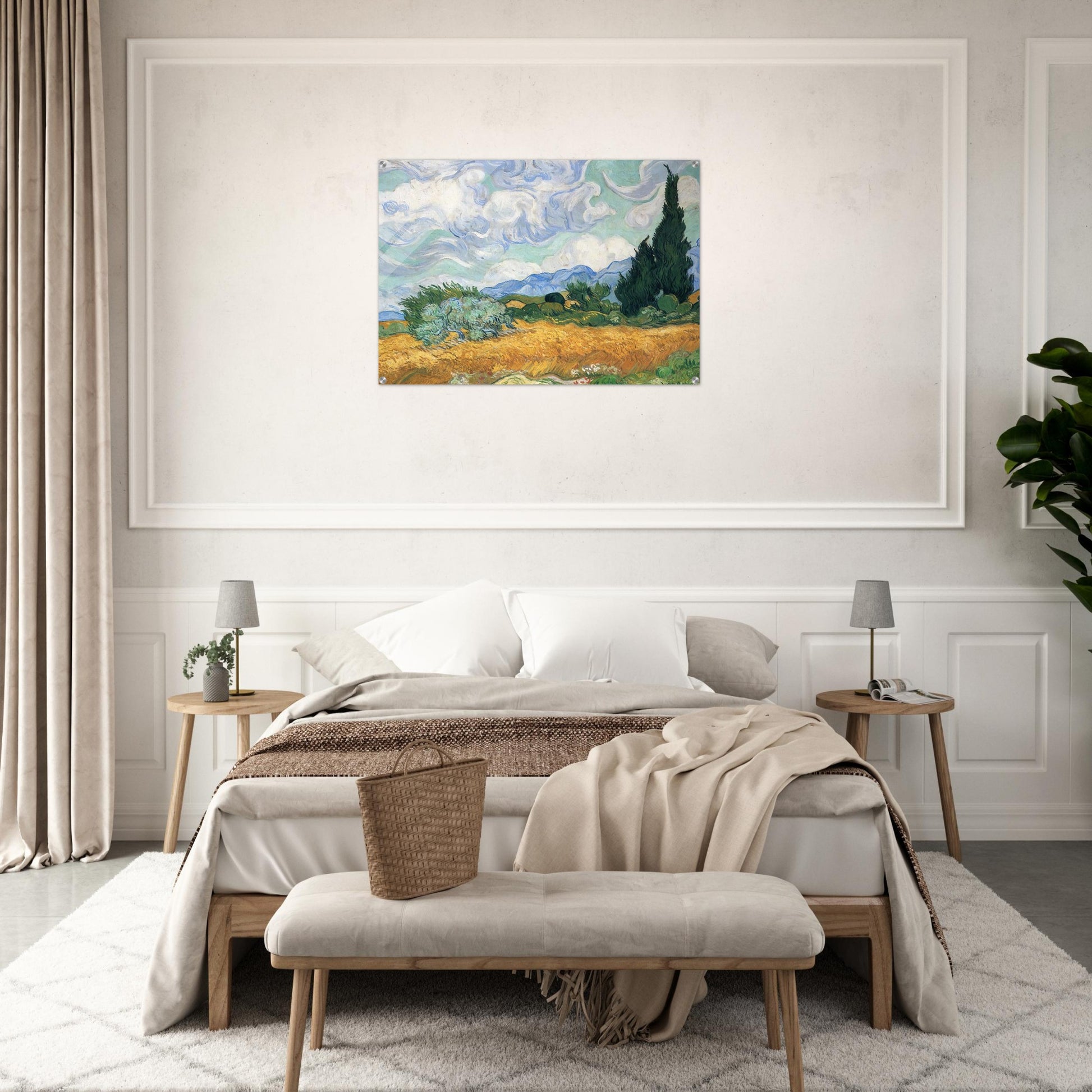 Wheatfield with cypress tree - Vincent van Gogh Acrylic Print - 70x100 cm / 28x40″ inches