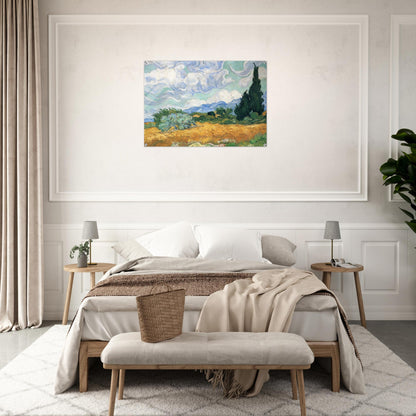 Wheatfield with cypress tree - Vincent van Gogh Acrylic Print - 70x100 cm / 28x40″ inches