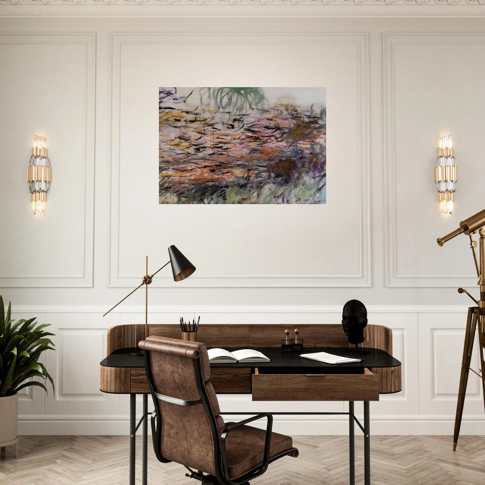 Water Lilies right half - claude monet Brushed Aluminum Print - 70x100 cm / 28x40 inches | claude monet Aluminum Print | claude monet Prints