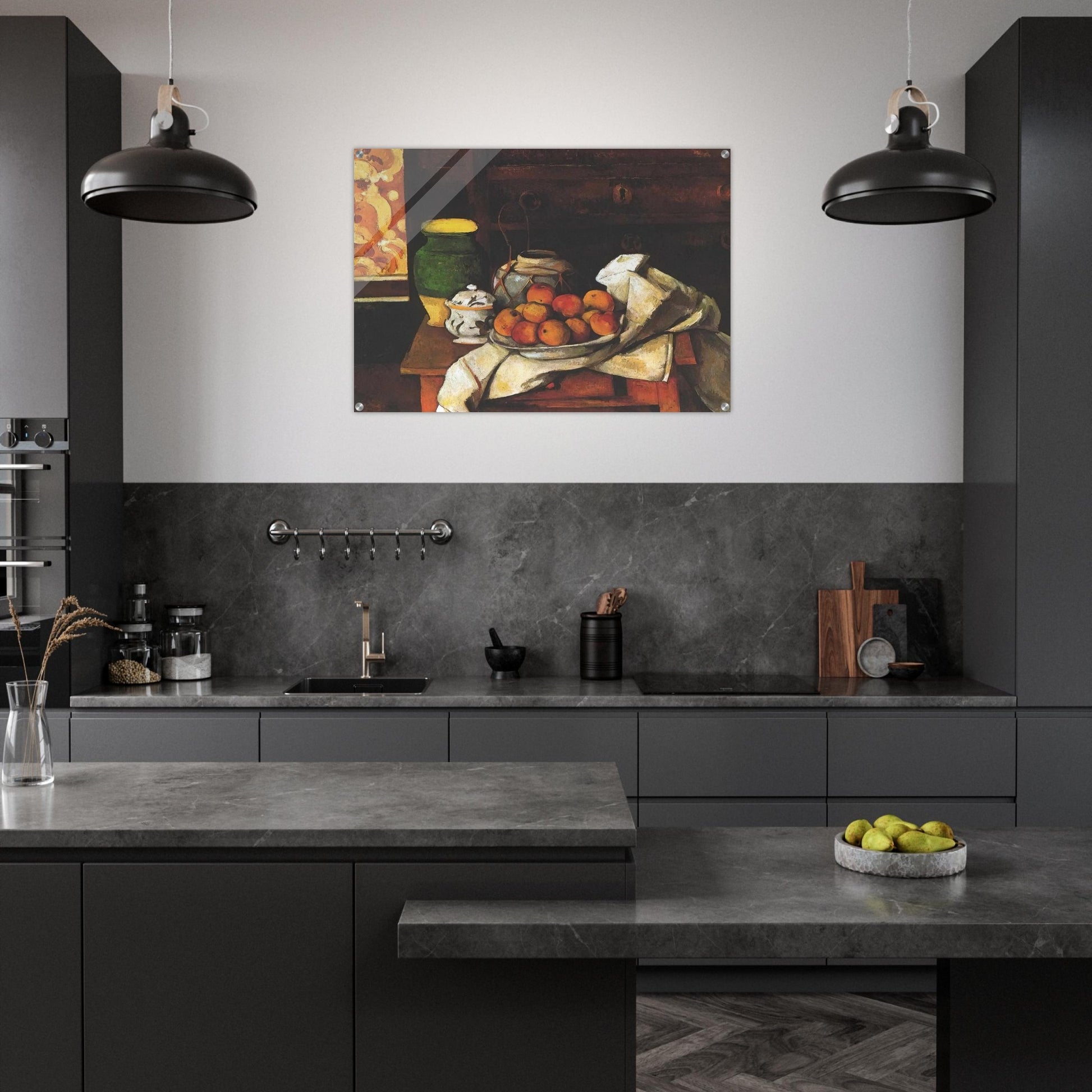 Still life in front of a chest of drawers - Paul Cézanne Acrylic Print - 70x100 cm / 28x40″ inches