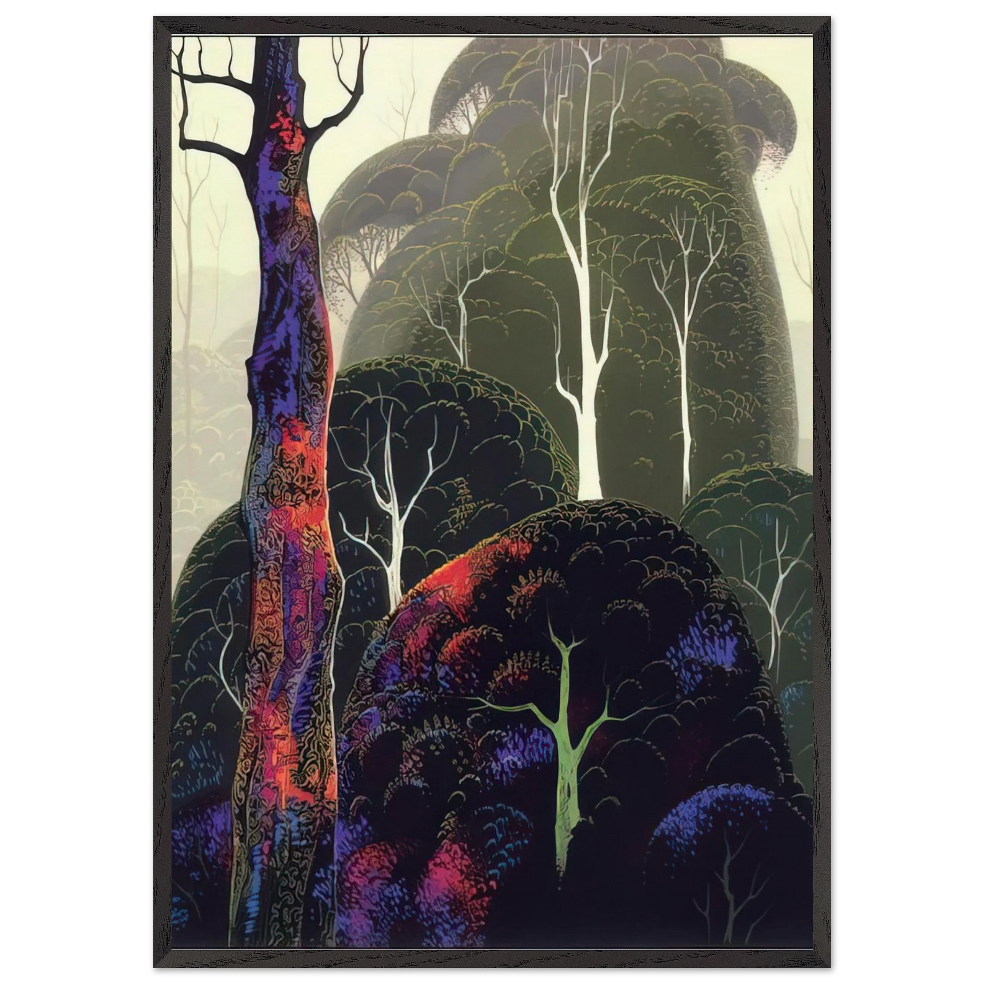 Early Autumn - Eyvind Earle Framed Art Print – Black Wooden Frame - Default Title - -Framed Art Print