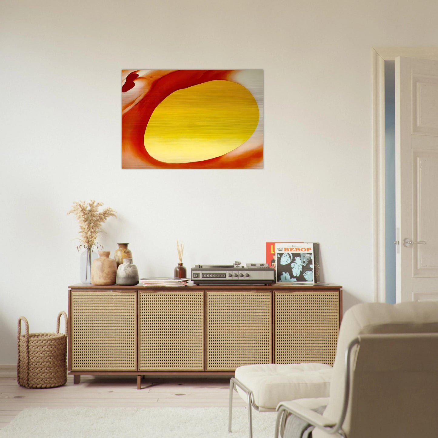Pelvis Series - Red with Yellow - Georgia O'Keeffe Brushed Aluminum Print - 70x100 cm / 28x40 inches | Georgia O'Keeffe Aluminum Print | Georgia O'Keeffe Prints