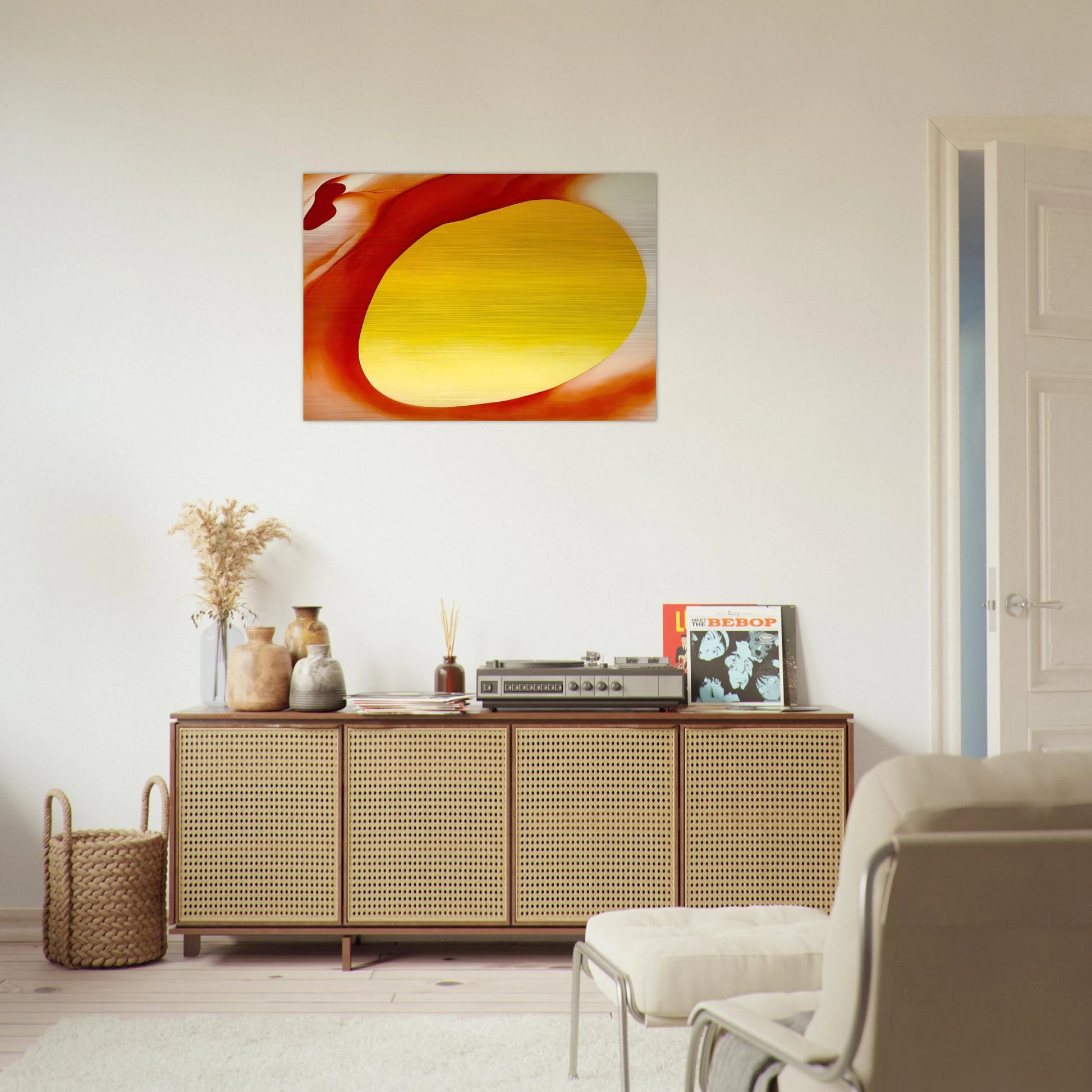 Pelvis Series - Red with Yellow - Georgia O'Keeffe Brushed Aluminum Print - 70x100 cm / 28x40 inches | Georgia O'Keeffe Aluminum Print | Georgia O'Keeffe Prints