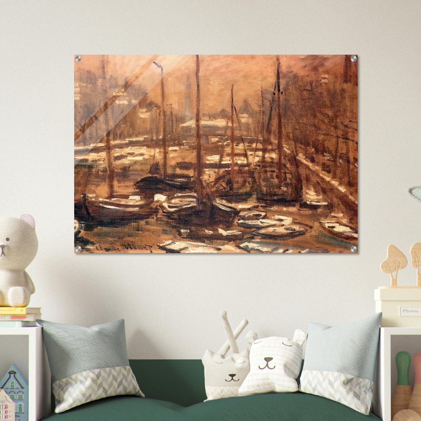 Geldersekade of Amsterdam Invierno - claude monet Acrylic Print - 70x100 cm / 28x40″ inches | claude monet Wall Art | claude monet Prints