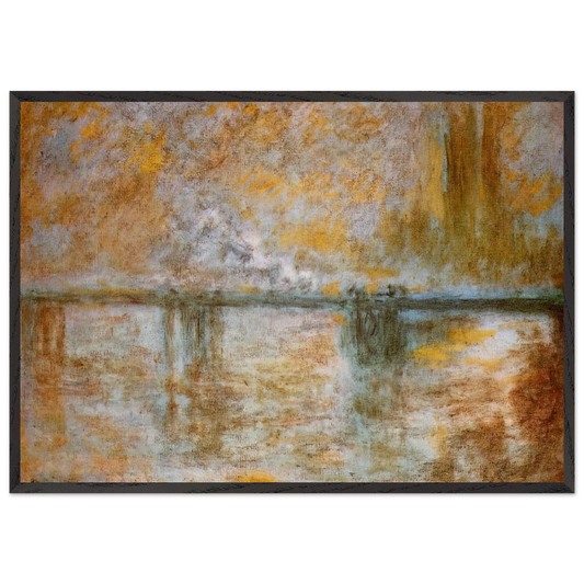 Charing Cross Bridge 3 - claude monet 70x100 cm / 28x40 inches Framed Art Print – Black Wooden Frame