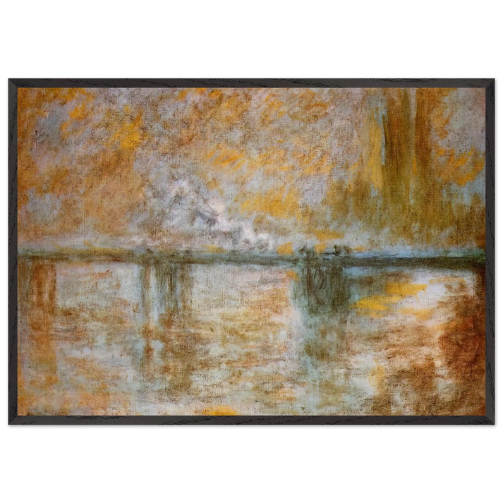 Charing Cross Bridge 3 - claude monet 70x100 cm / 28x40 inches Framed Art Print – Black Wooden Frame