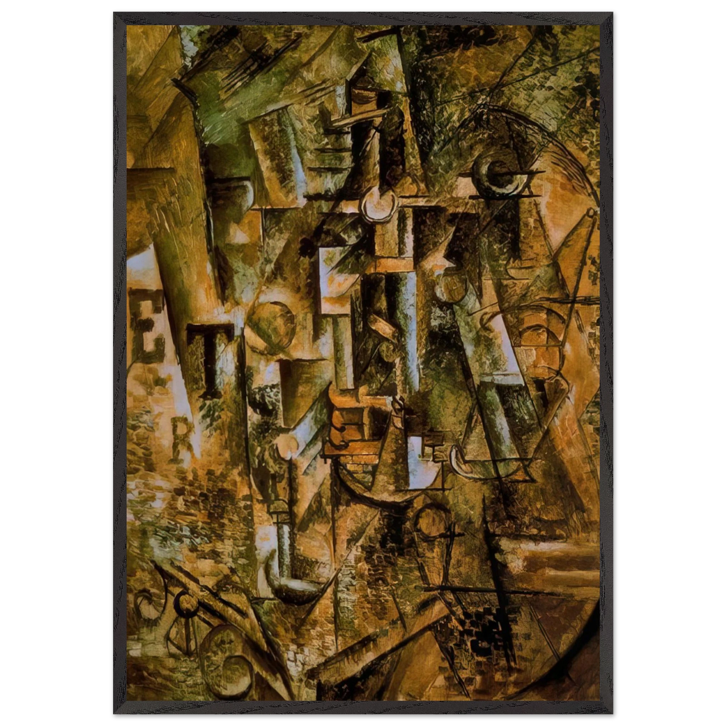 Still life with bottle of rum - 1911 - Pablo Picasso Framed Art Print – Black Wooden Frame - Default Title - -Framed Art Print