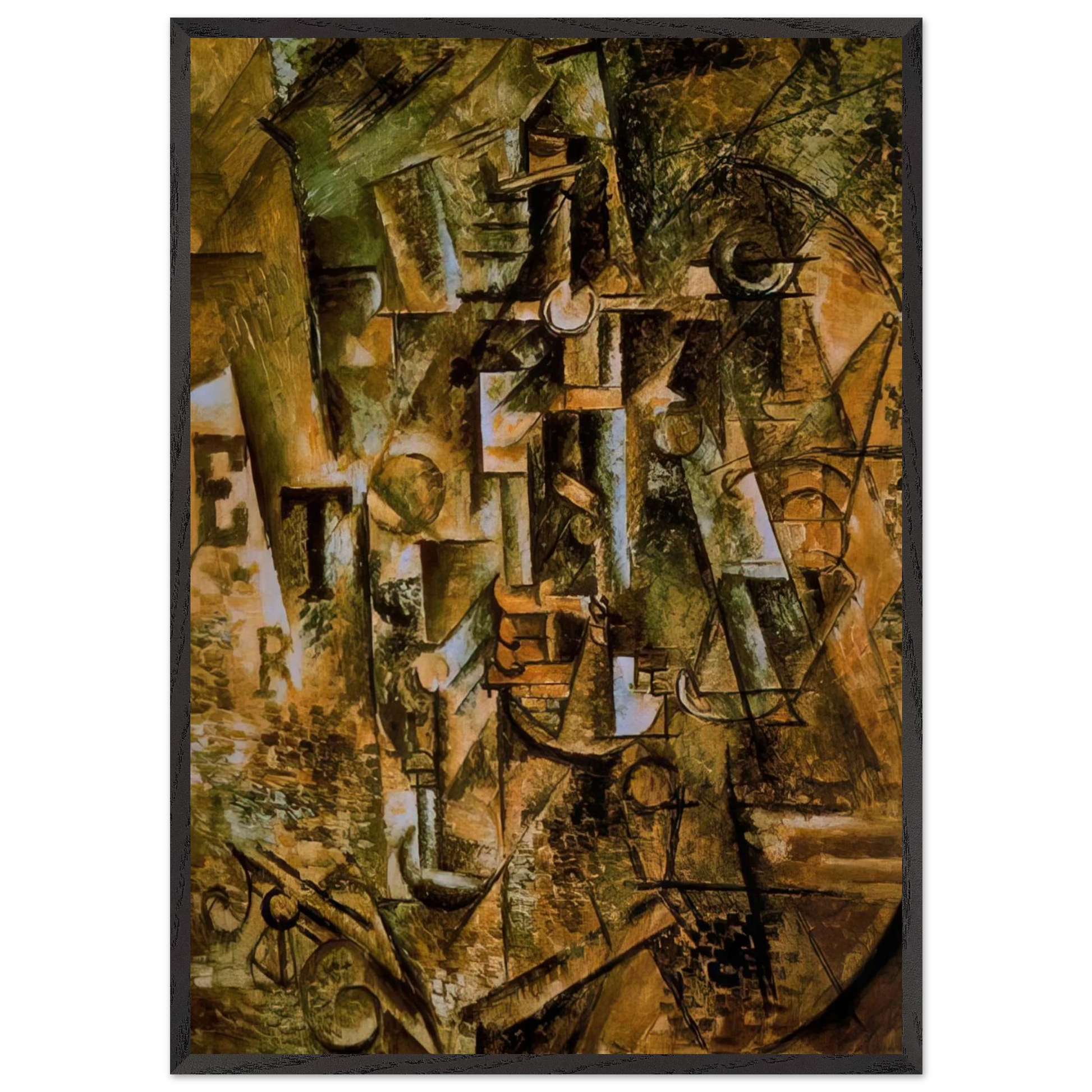 Still life with bottle of rum - 1911 - Pablo Picasso Framed Art Print – Black Wooden Frame - Default Title - -Framed Art Print