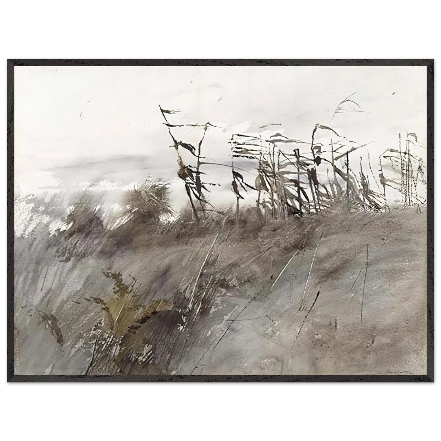 Andrew Wyeth - NOVEMBER FIRST 1950 Wall Art - 30x40 cm / 12x16 inches - Premium Wooden Framed Poster With Fine Art Paper - White frame
