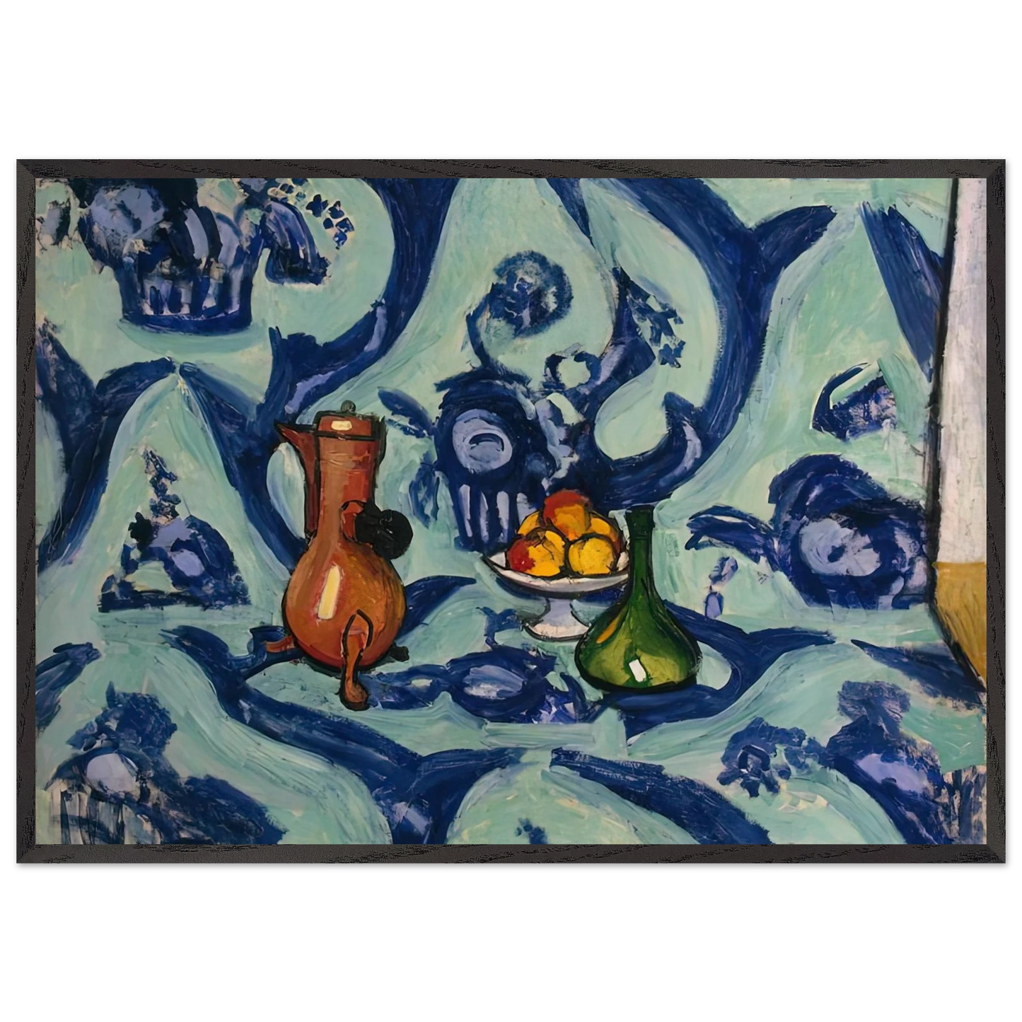 STILL LIFE WITH BLUE TABLECLOTH 1906 - Henri Matisse Framed Art Print – Black Wooden Frame - Default Title - -Framed Art Print