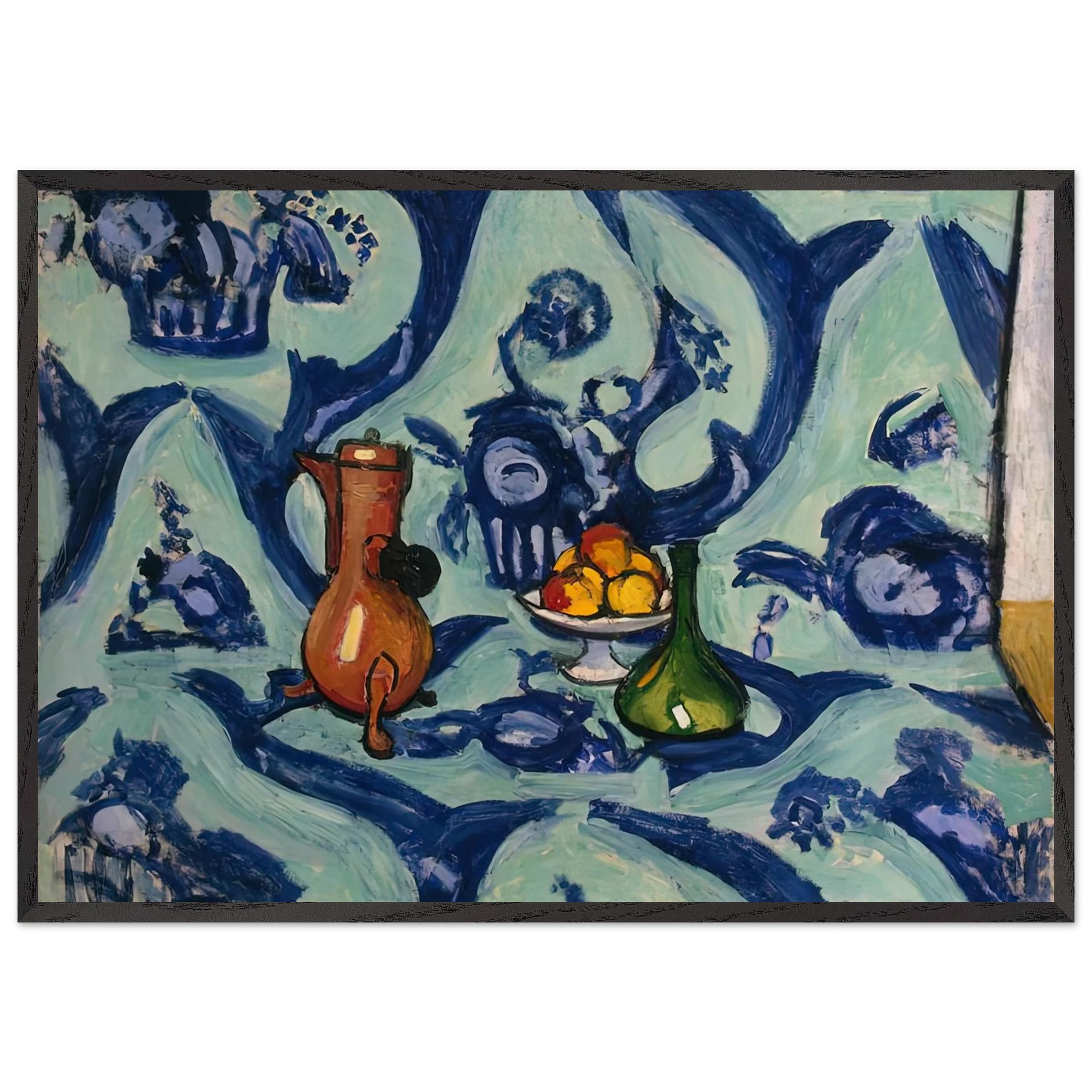 STILL LIFE WITH BLUE TABLECLOTH 1906 - Henri Matisse Framed Art Print – Black Wooden Frame - Default Title - -Framed Art Print