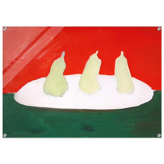 Nature morte, poires, fond vert et orange - Art Informel - Nicolas de Stael Acrylic Print - 70x100 cm / 28x40″ inches