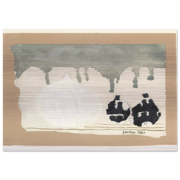 Still life with onions - 1987 - Mary Fedden Brushed Aluminum Print - 70x100 cm / 28x40 inches | Mary Fedden Aluminum Print | Mary Fedden Prints