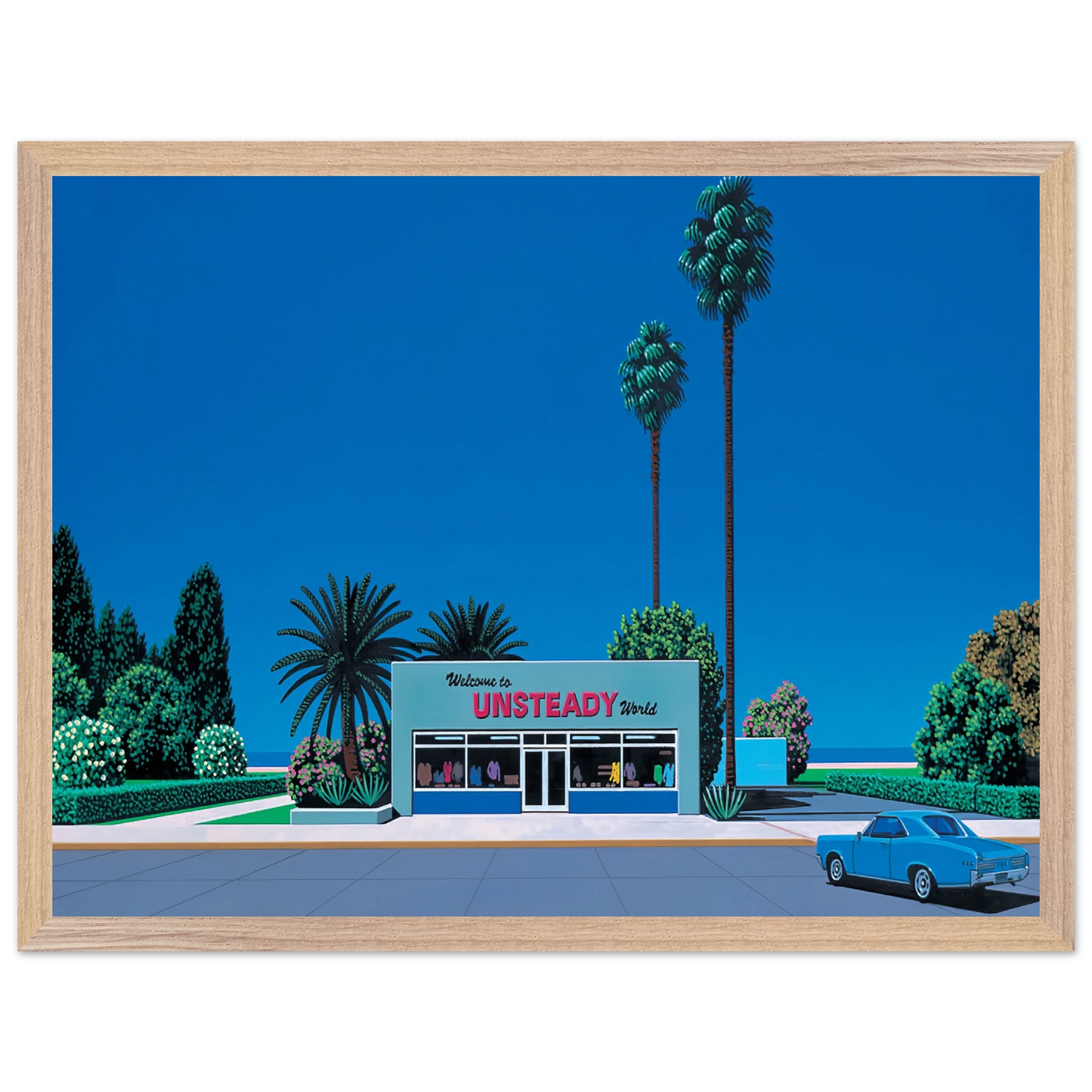 Hiroshi Nagai - Unsteady World Wall Art - 30x40 cm / 12x16 inches - Premium Wooden Framed Poster With Fine Art Paper - Black frame