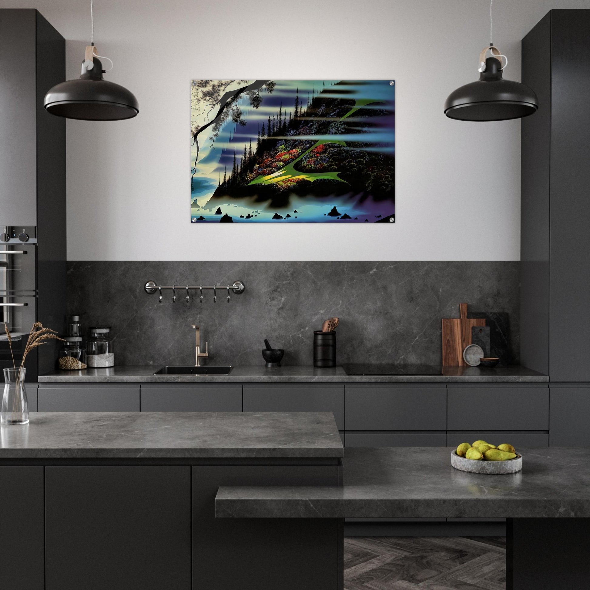 Pasture Through the Fog - Eyvind Earle Acrylic Print - 70x100 cm / 28x40″ inches | Eyvind Earle Wall Art | Eyvind Earle Prints