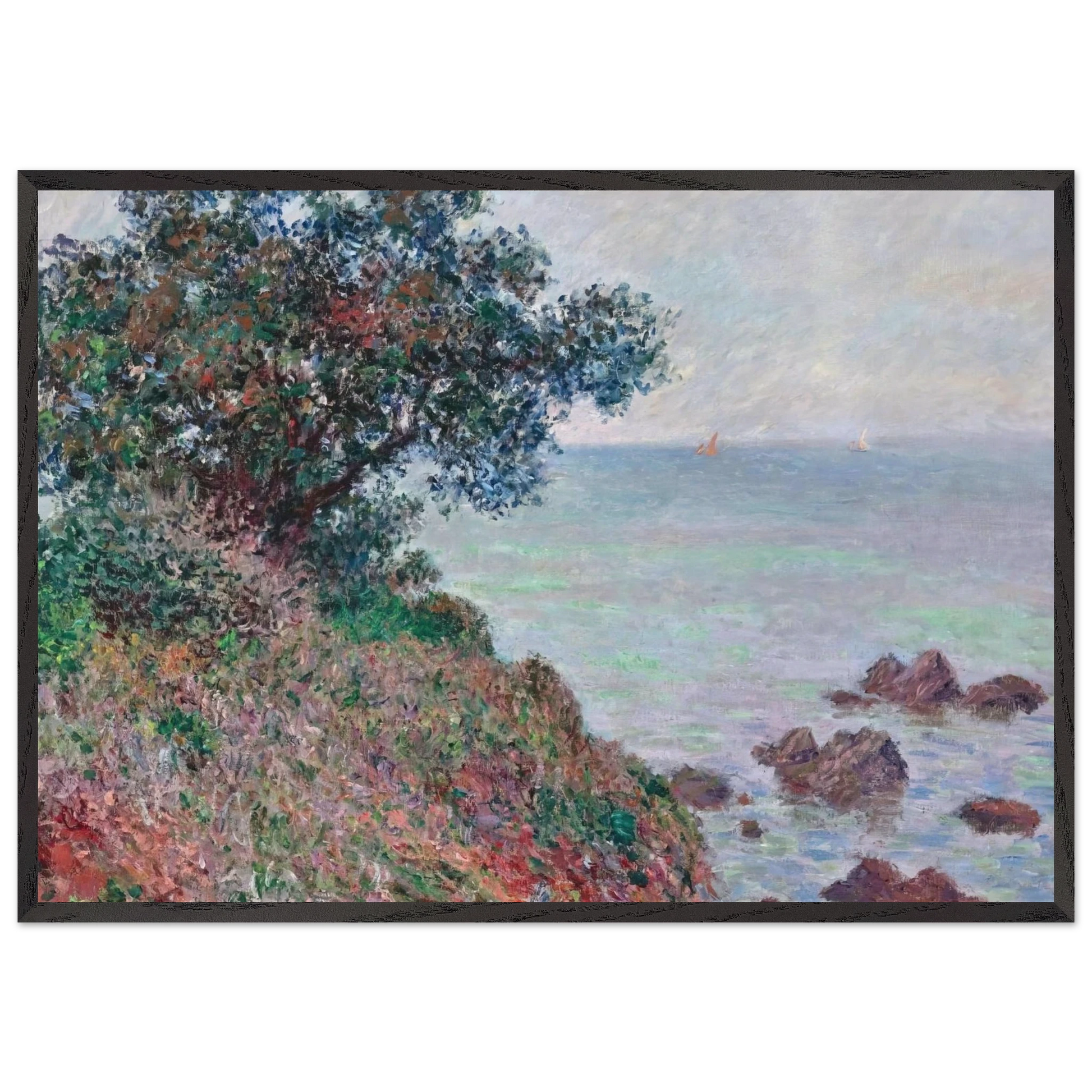 Mediteranian Coast Grey Day - claude monet Framed Art Print – Black Wooden Frame - Default Title - -Framed Art Print
