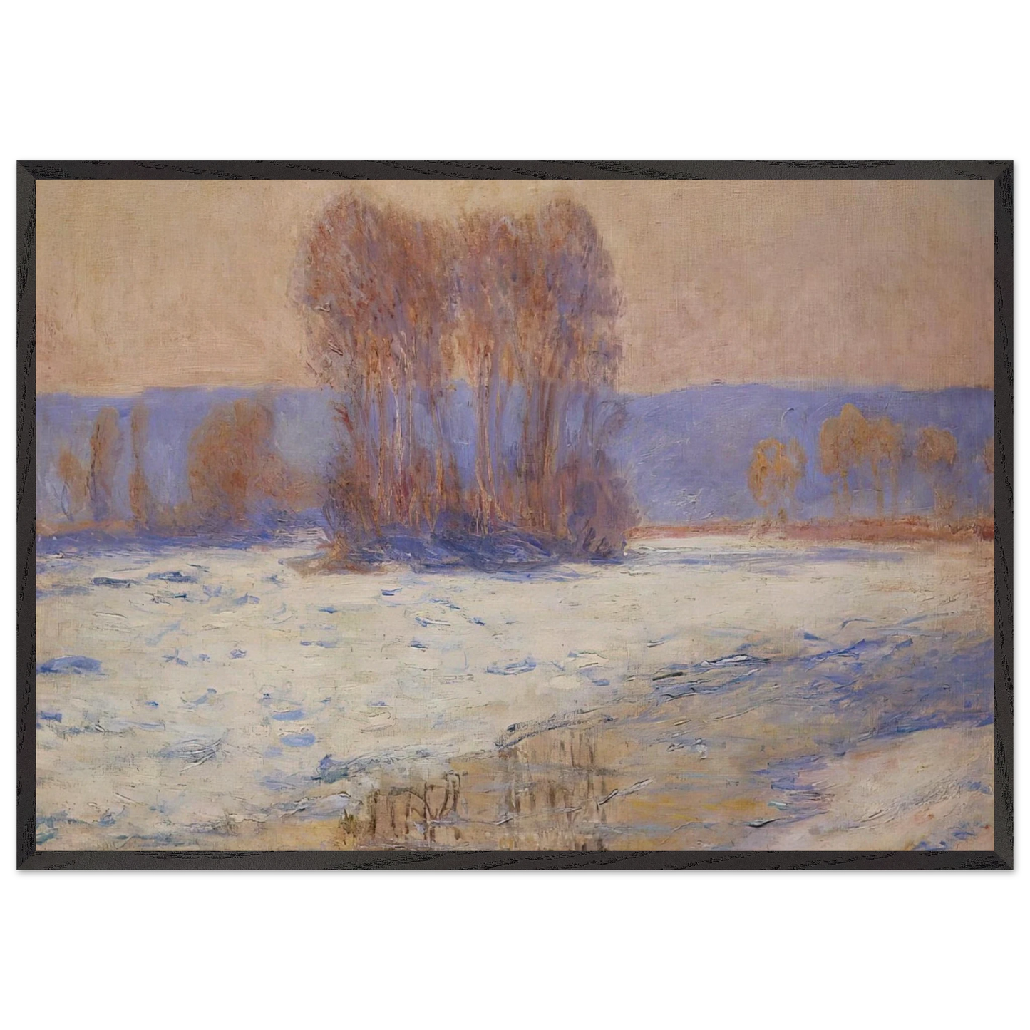 The Seine at Bennecourt Winter - claude monet Framed Art Print – Black Wooden Frame - Default Title - -Framed Art Print