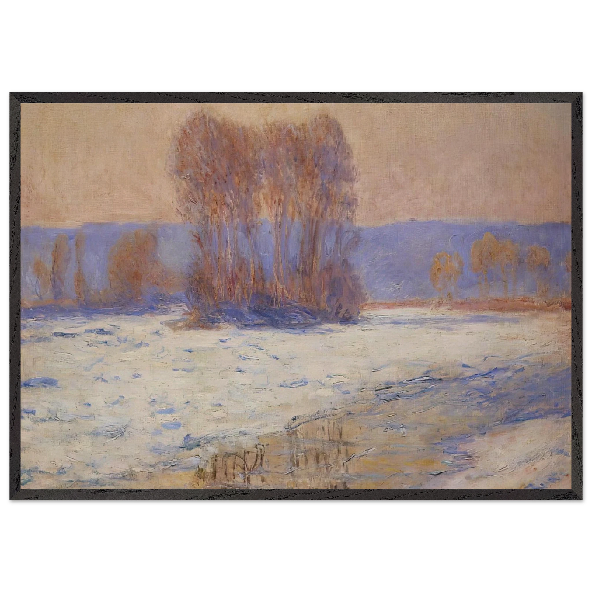 The Seine at Bennecourt Winter - claude monet Framed Art Print – Black Wooden Frame - Default Title - -Framed Art Print