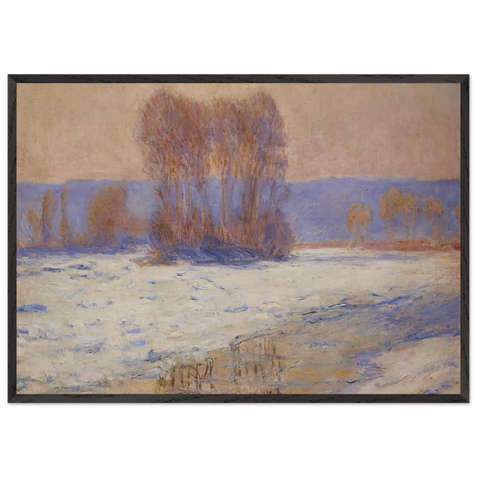The Seine at Bennecourt Winter - claude monet Framed Art Print – Black Wooden Frame - Default Title - -Framed Art Print
