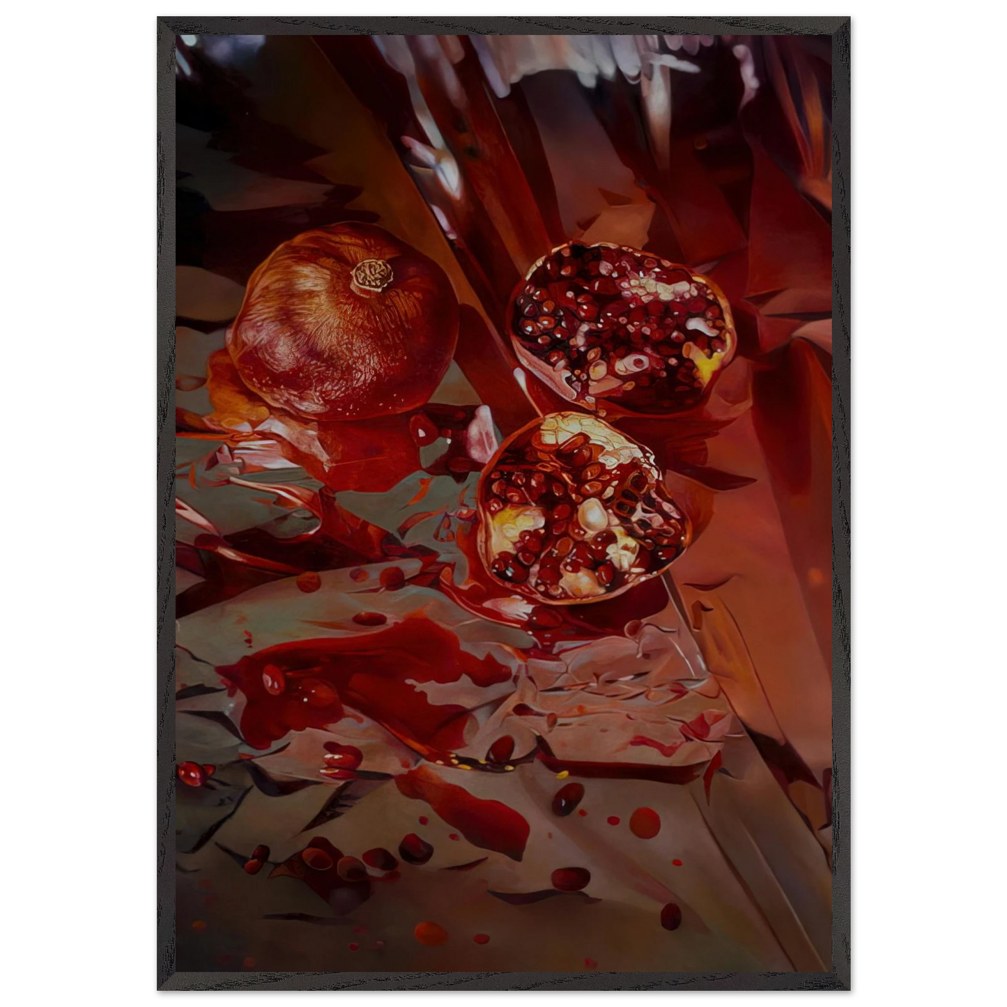 Threads of Scarlet Pieces of Pomegranate - 2005 - Mary Pratt Framed Art Print – Black Wooden Frame - Default Title - -Framed Art Print