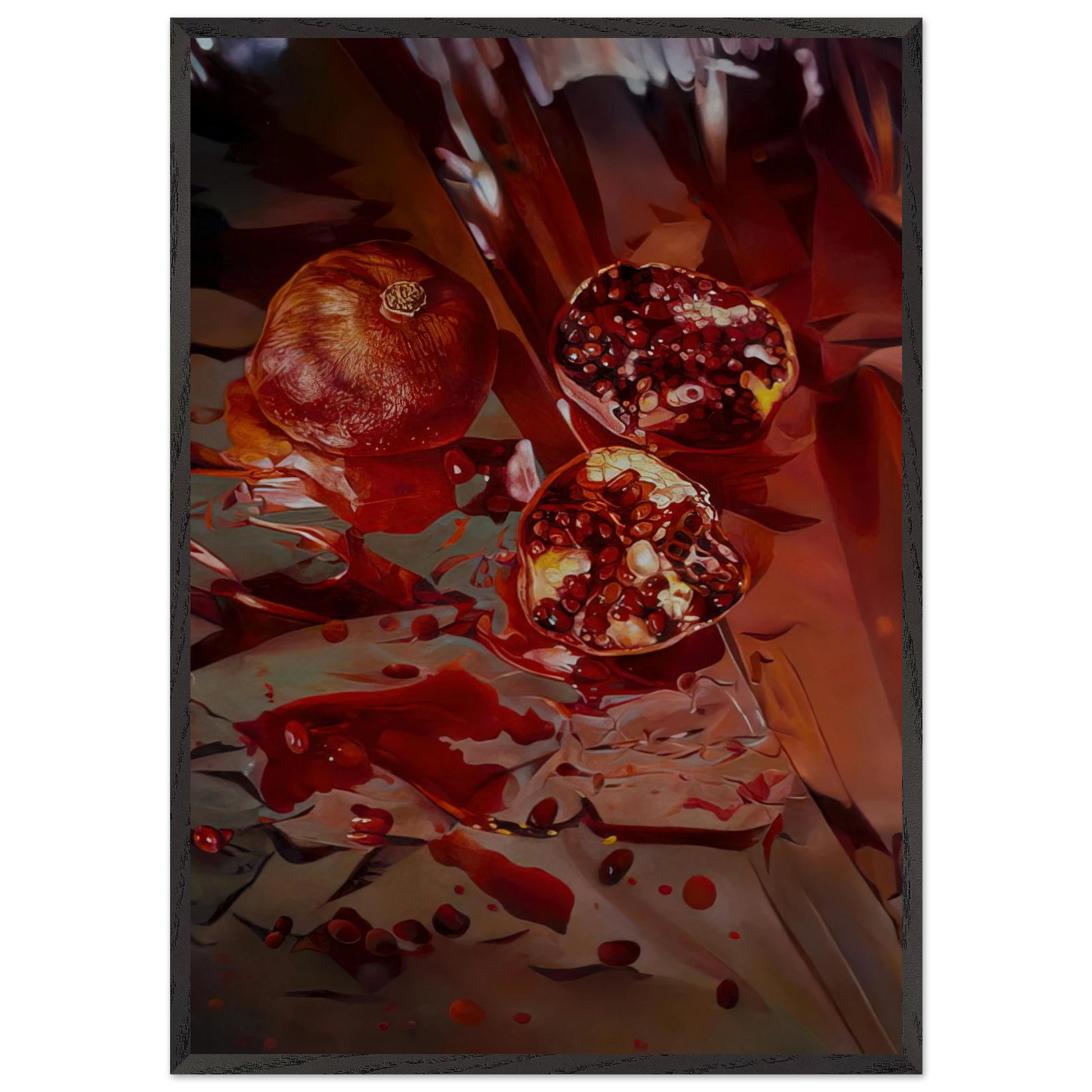 Threads of Scarlet Pieces of Pomegranate - 2005 - Mary Pratt Framed Art Print – Black Wooden Frame - Default Title - -Framed Art Print