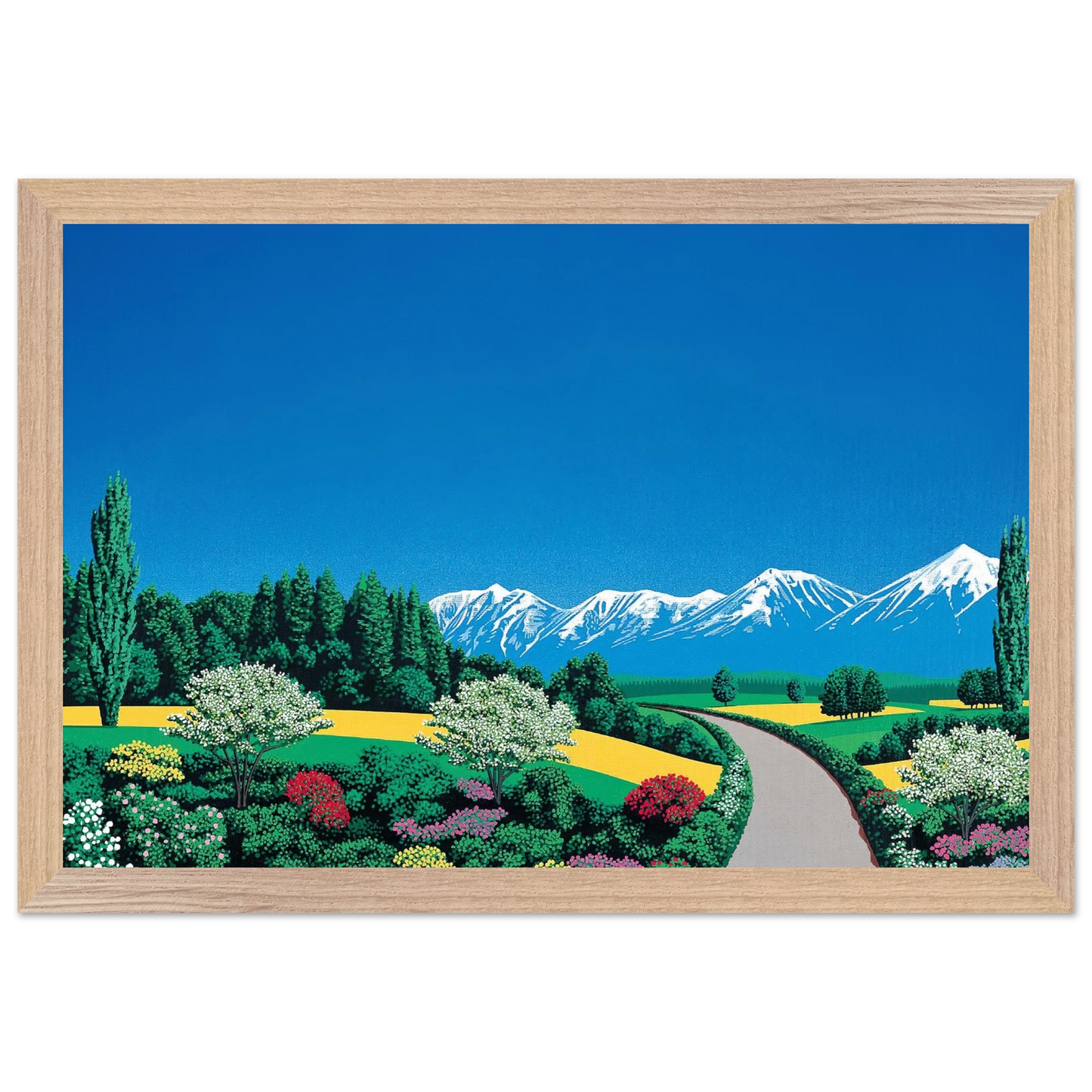 Hiroshi Nagai - Elv Alps Wall Art - 60x80 cm / 24x32 inches - Premium Wooden Framed Poster With Fine Art Paper - White frame