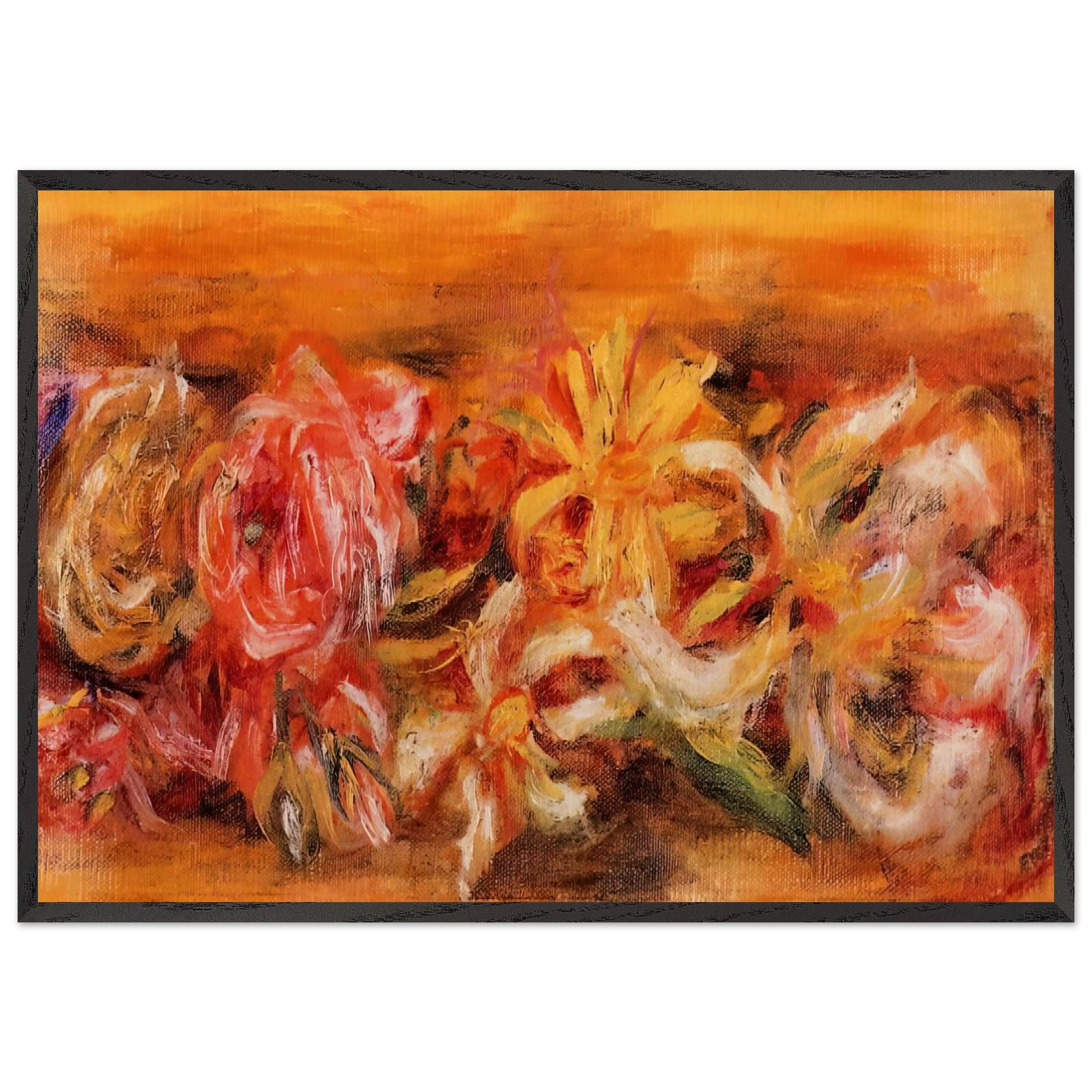 Garland of Flowers - Pierre-Auguste Renoir Framed Art Print – Black Wooden Frame - Default Title - -Framed Art Print