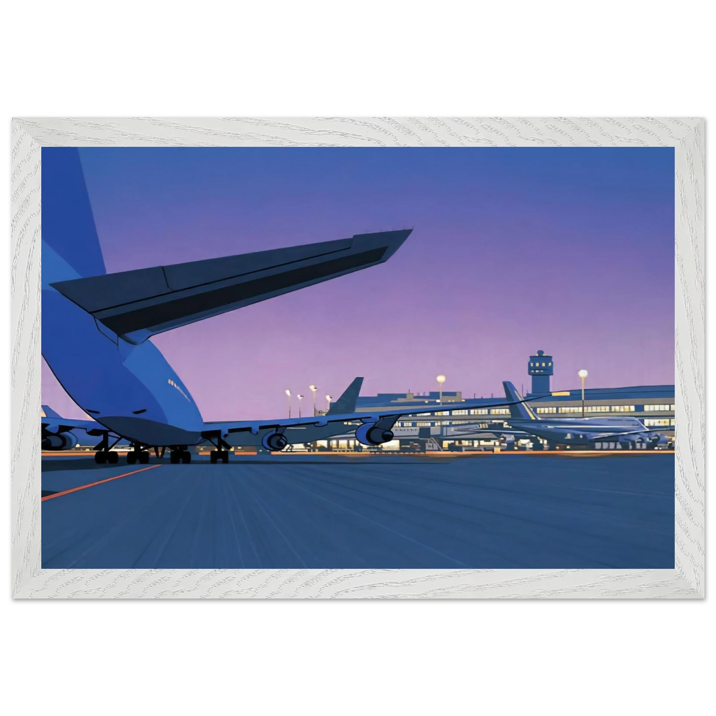 Hiroshi Nagai - Taxiway Wall Art - 21x29.7 cm / 8x12" - Premium Wooden Framed Poster With Fine Art Paper - White frame