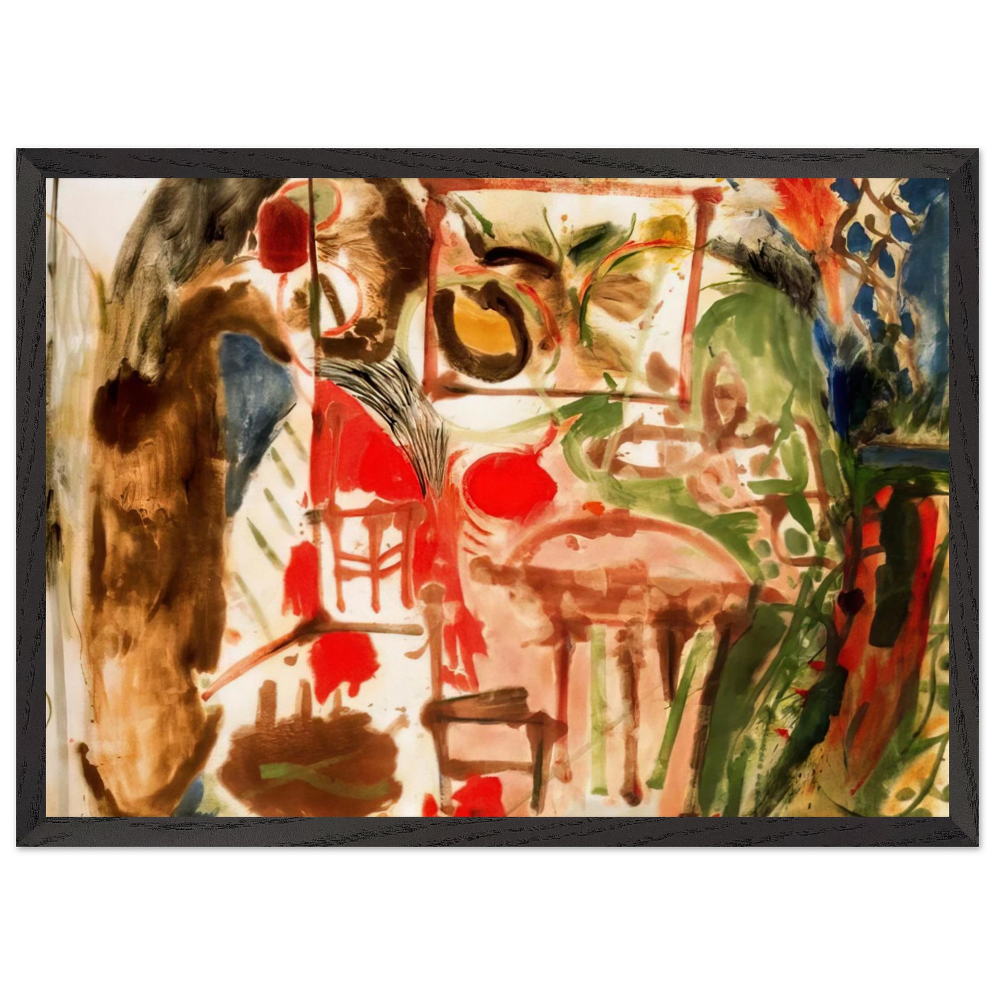 Helen Frankenthaler - Interior - 1957 Wall art - 13x18 cm / 5x7 inches - Premium Wooden Framed Poster With Fine Art Paper - Black frame