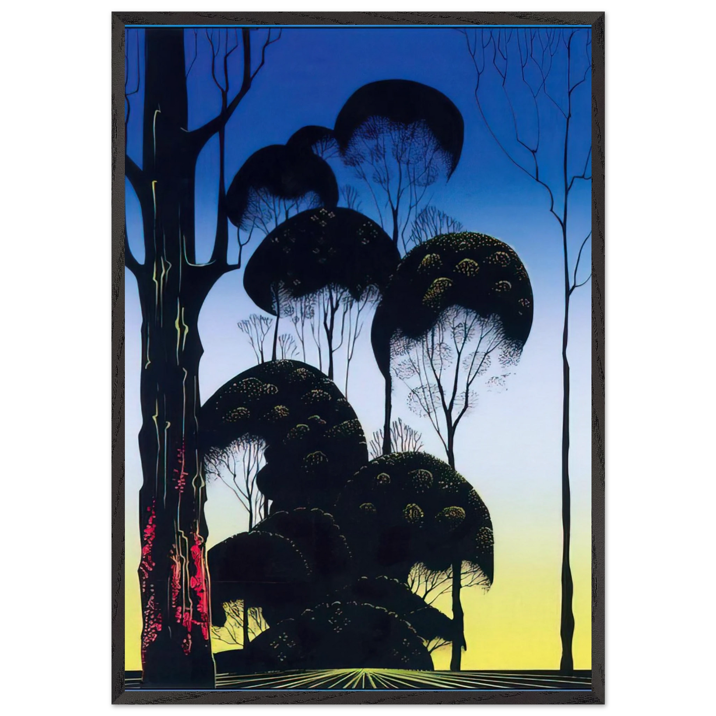 Sunrise N1 - Eyvind Earle Framed Art Print – Black Wooden Frame - Default Title - -Framed Art Print