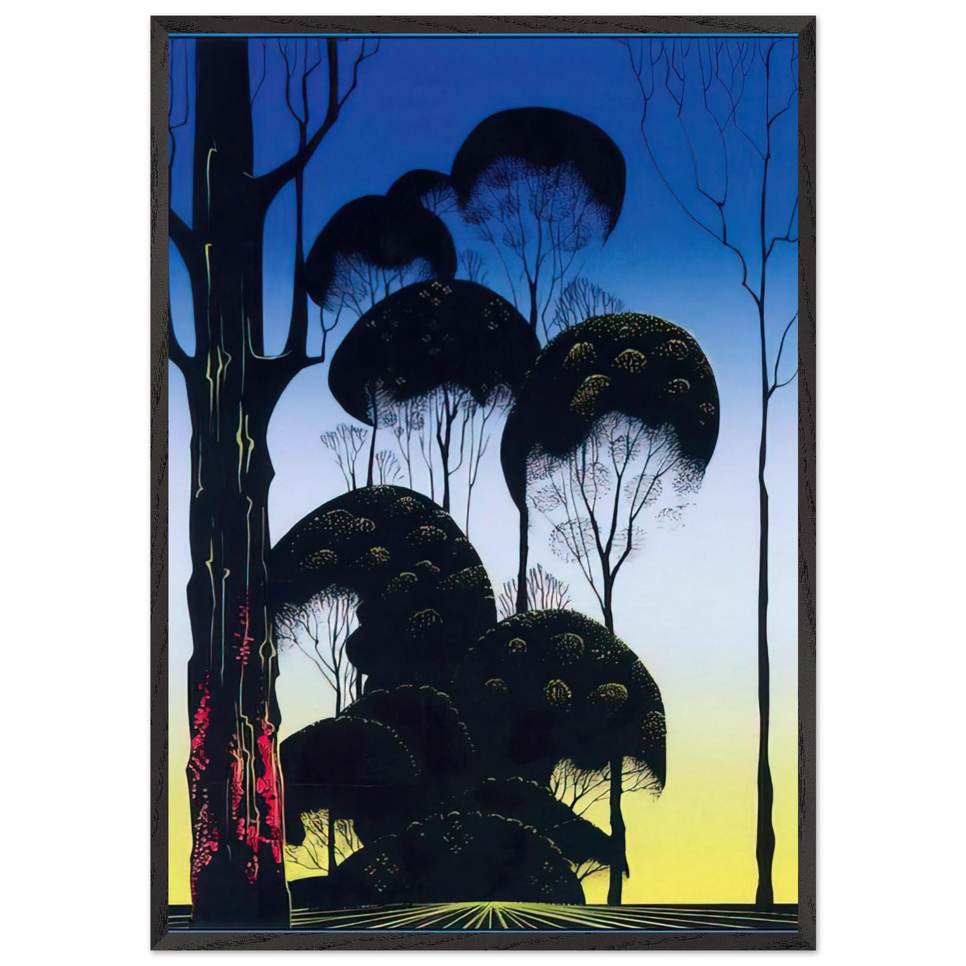 Sunrise N1 - Eyvind Earle Framed Art Print – Black Wooden Frame - Default Title - -Framed Art Print