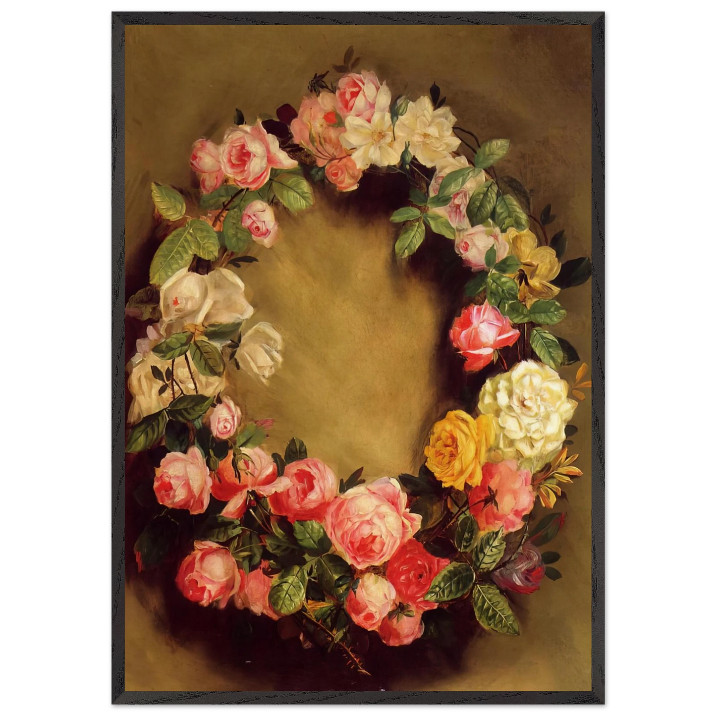 Crown of Roses - Pierre-Auguste Renoir Framed Art Print – Black Wooden Frame - Default Title - -Framed Art Print