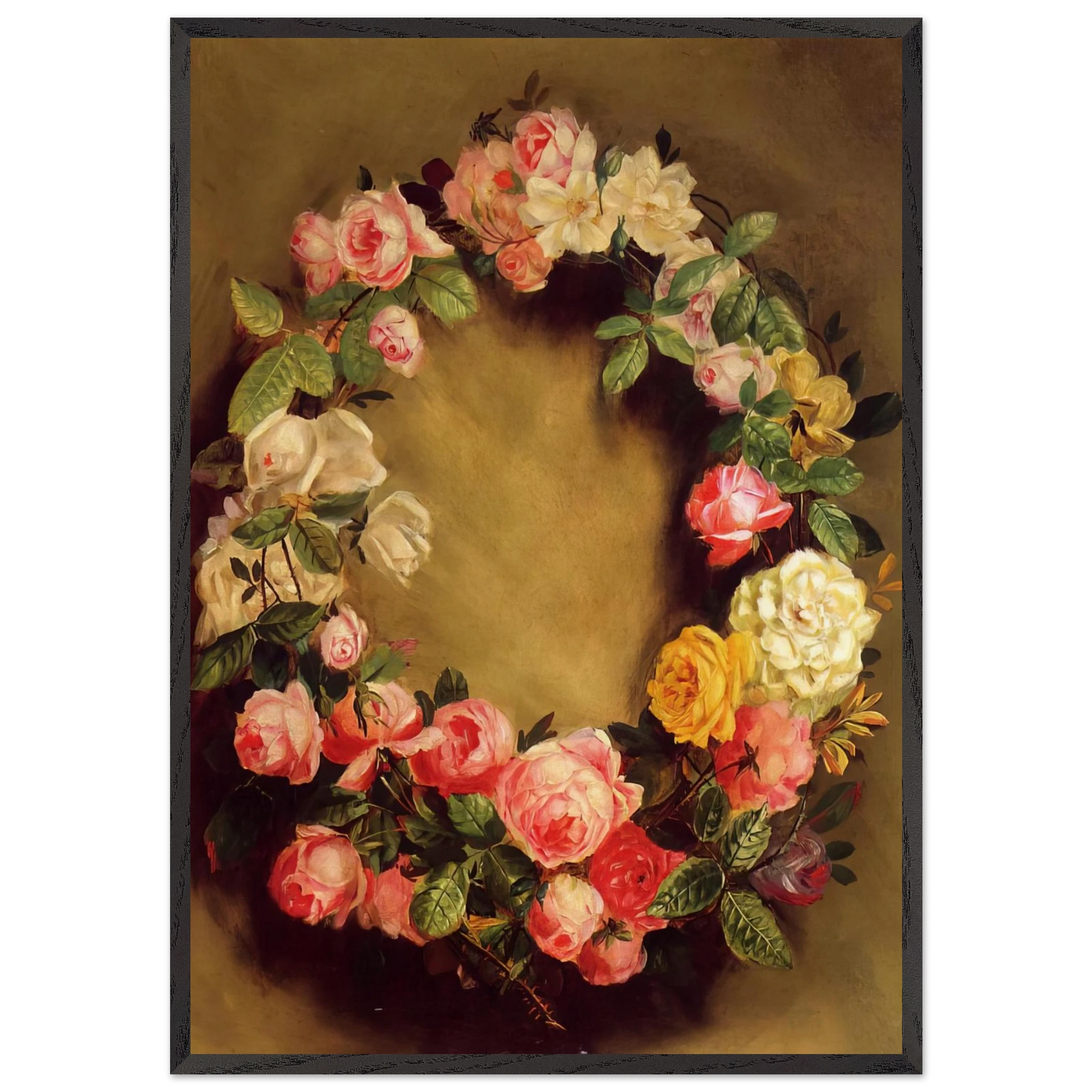 Crown of Roses - Pierre-Auguste Renoir Framed Art Print – Black Wooden Frame - Default Title - -Framed Art Print
