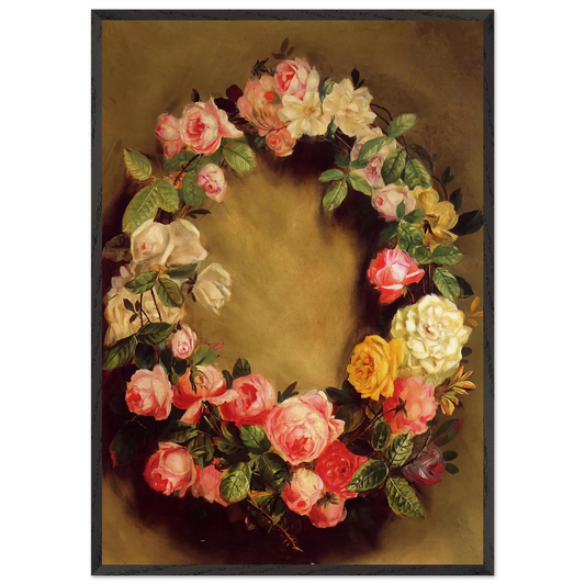Crown of Roses - Pierre-Auguste Renoir 70x100 cm / 28x40 inches Framed Art Print – Black Wooden Frame