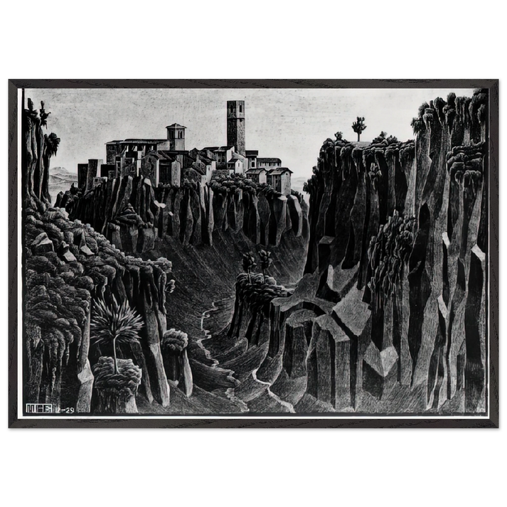 CIMINO BARBARANO - MC Escher 70x100 cm / 28x40 inches Framed Art Print – Black Wooden Frame | Maurits Cornelis Escher Prints