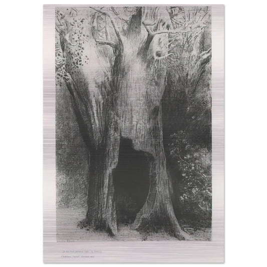 I PLUNGED INTO SOLITUDE I DWELT IN THE TREE BEHIND ME PLATE 9 1896 - Odilon Redon Brushed Aluminum Print - 70x100 cm / 28x40 inches | Odilon Redon Aluminum Print | Odilon Redon Prints