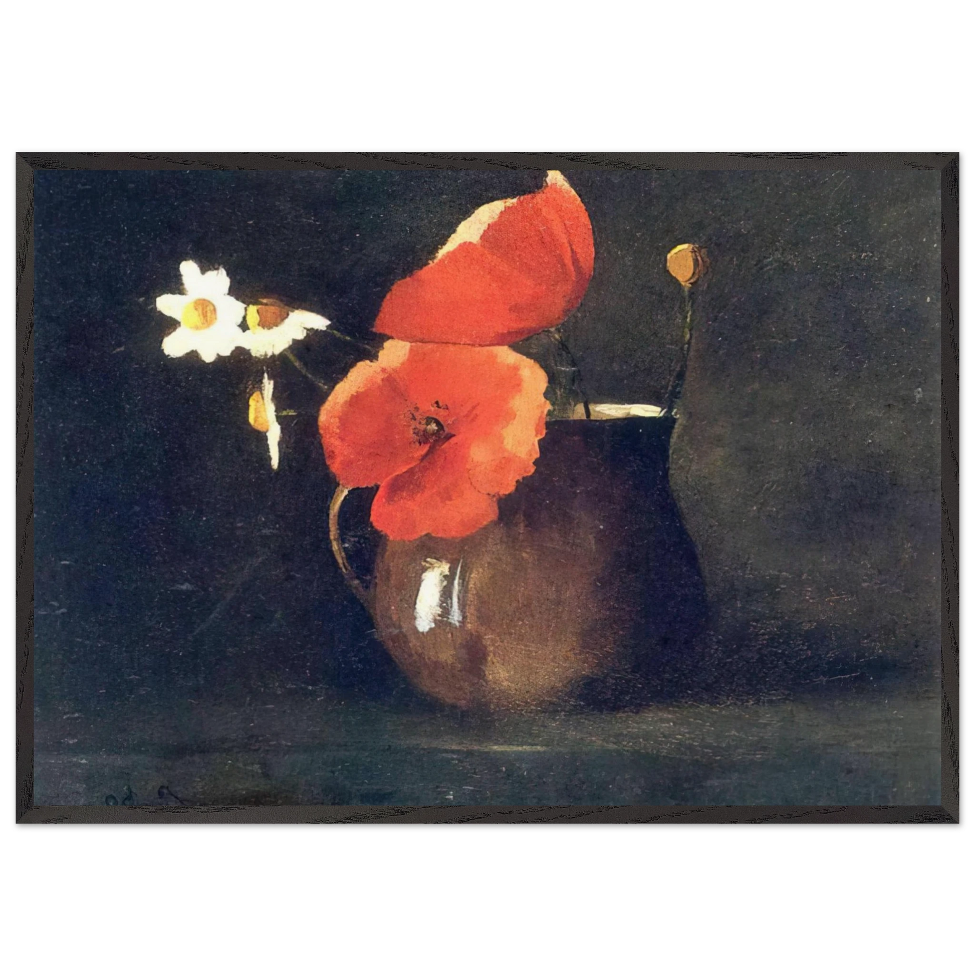 FLOWERS IN GREEN VASE - Odilon Redon Framed Art Print – Black Wooden Frame - Default Title - -Framed Art Print